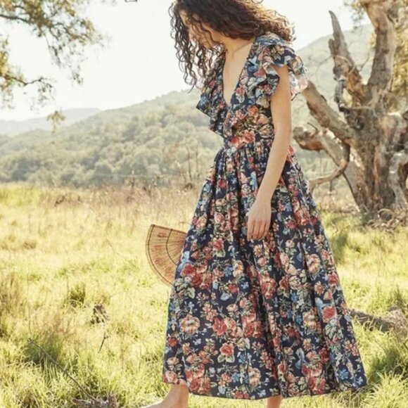 Doen Dresses & Skirts - NWT Doen Pecos Dress in Liberty Fabric, Indigo Iris Floral